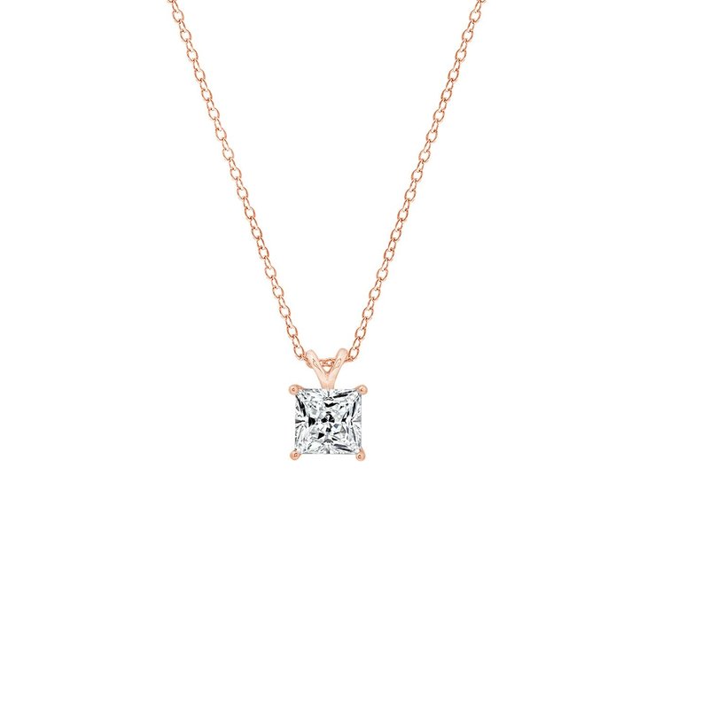 Diamonbliss Princess Solitaire Pendant Necklace In Pink