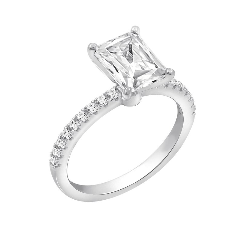 Diamonbliss Radiant Emerald Cut Solitaire Ring In Grey