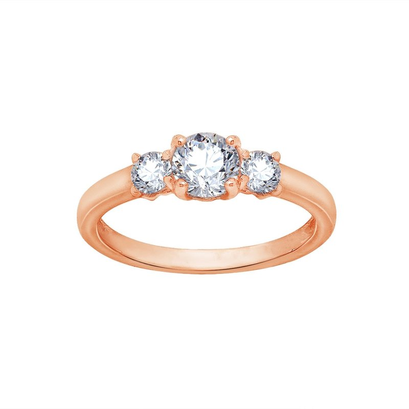 Diamonbliss Round 3-stone Ring In Pink