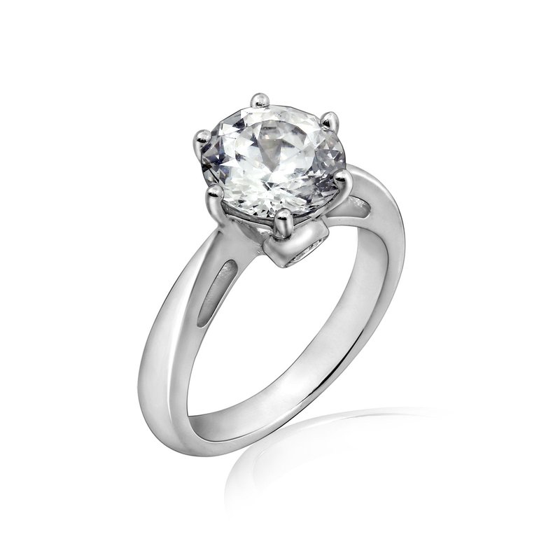 Diamonbliss Round Cut Solitaire With Tapered Band Ring In Grey