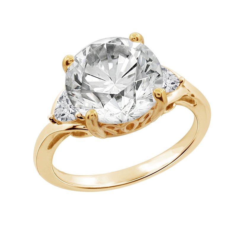 Diamonbliss Round Cz Engagement Ring In Yellow