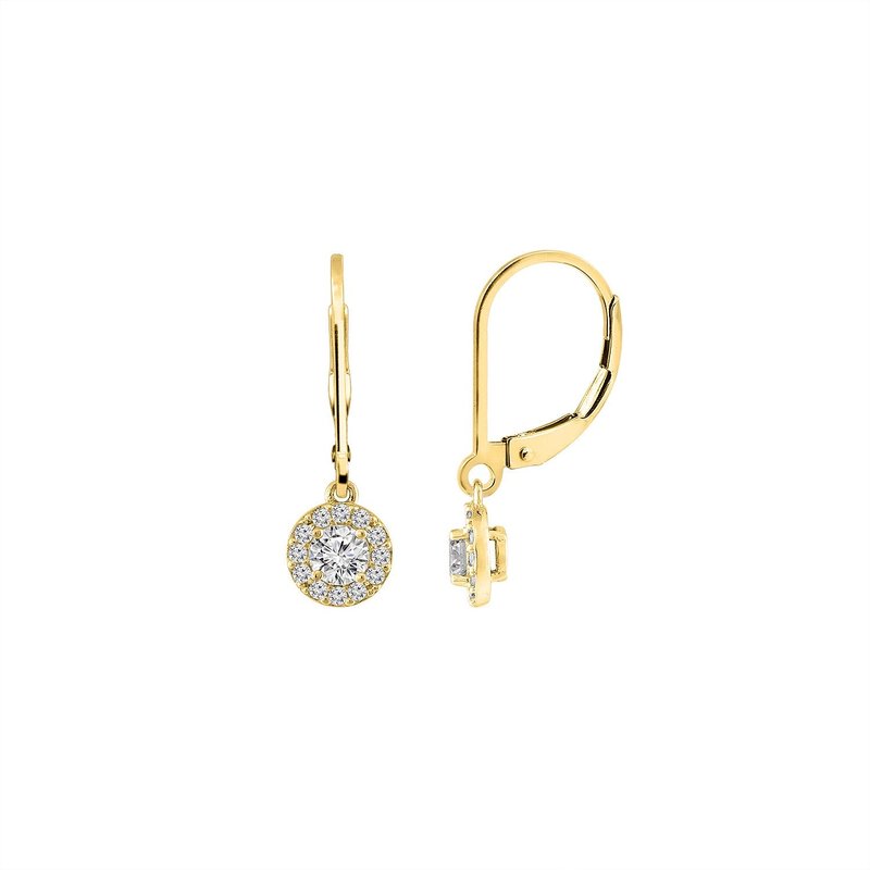 Diamonbliss Round Halo Leverback Earrings In Gold