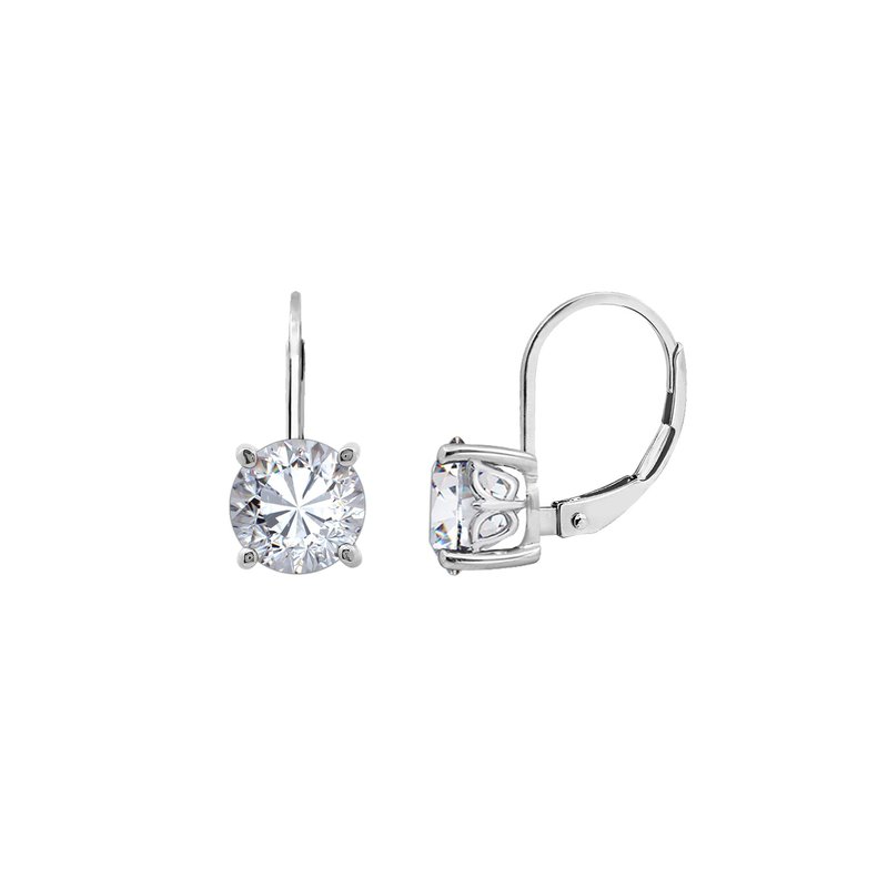 Diamonbliss Round Solitaire Earrings With Leverback In Grey