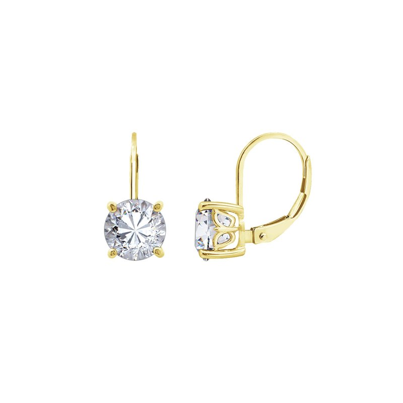 Diamonbliss Round Solitaire Earrings With Leverback In Gold