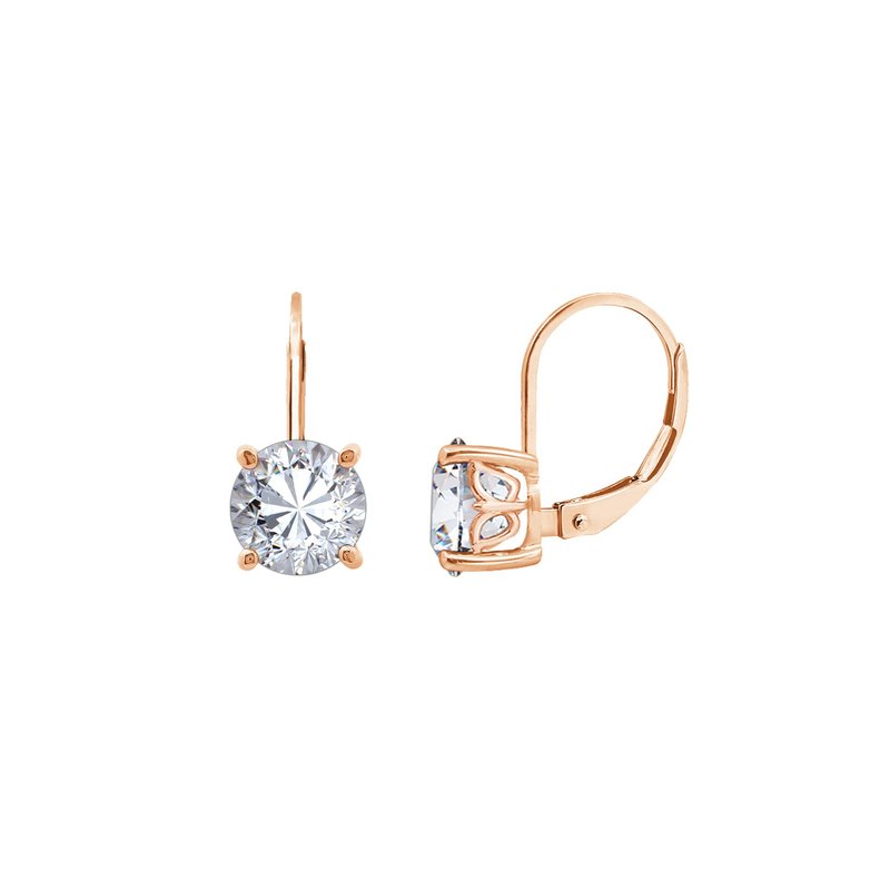 Diamonbliss Round Solitaire Earrings With Leverback In Pink