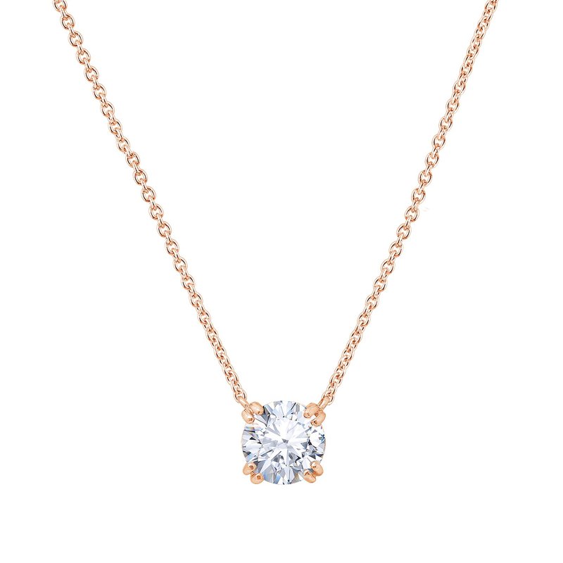 Diamonbliss Round Solitaire Pendant Necklace In Pink