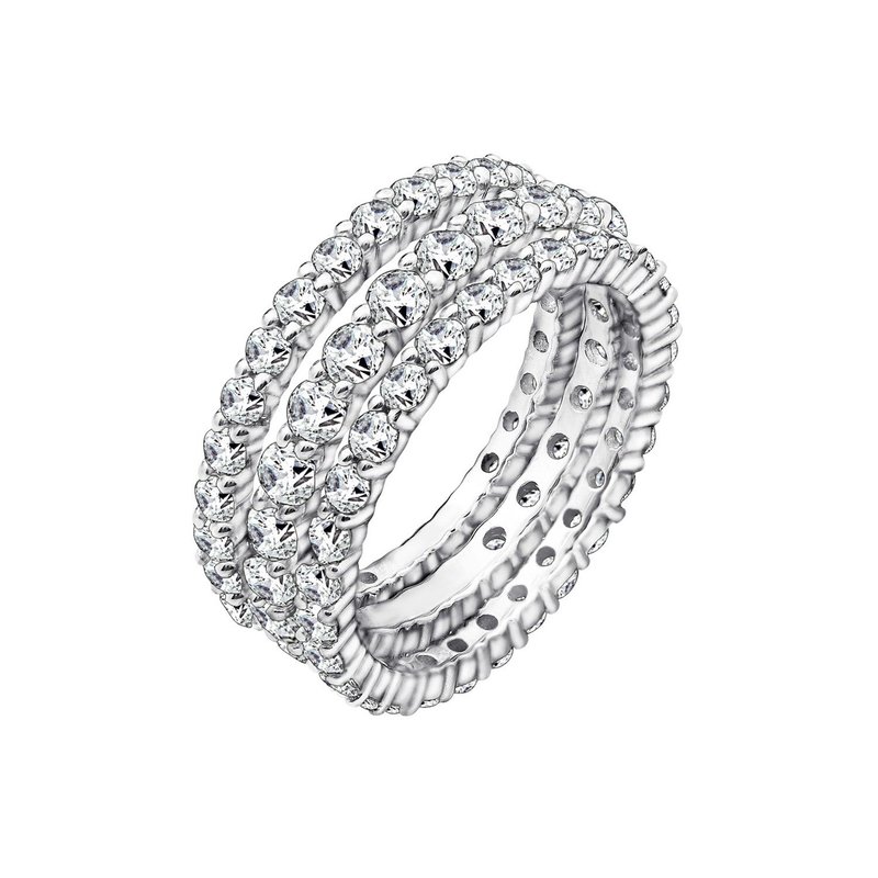 Diamonbliss Set Of Three Eternity Band Ring In Grey
