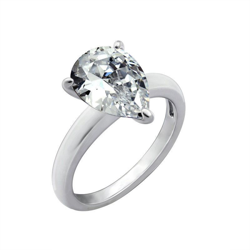 Diamonbliss Solitaire Pear Cocktail Ring In Grey