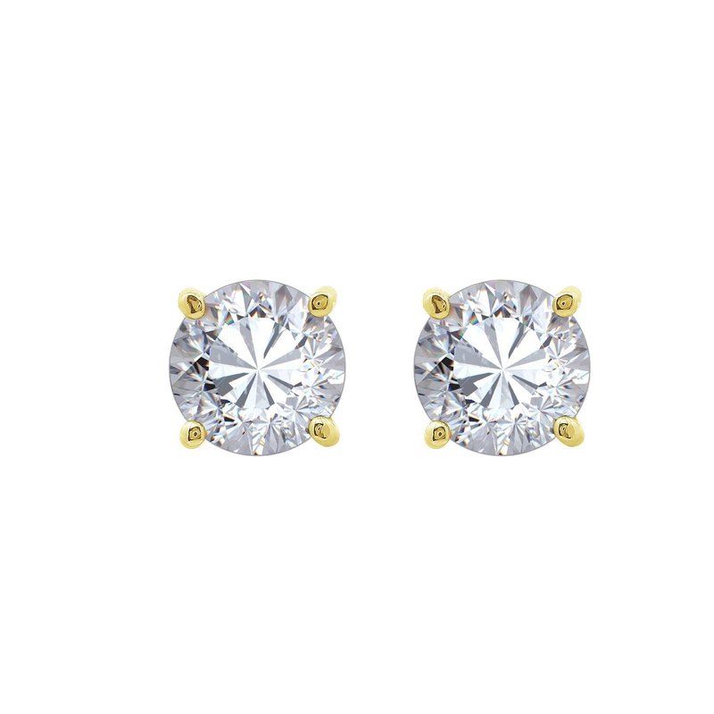 Diamonbliss Solitaire Round Stud Earrings In Yellow