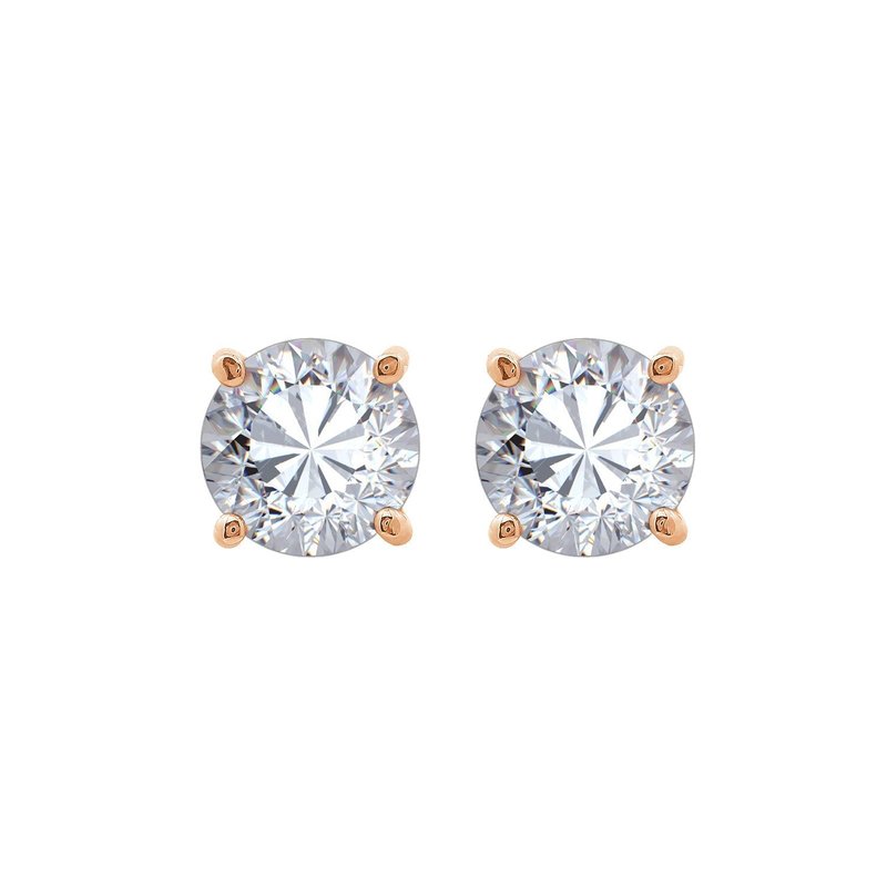 Diamonbliss Solitaire Round Stud Earrings In Pink