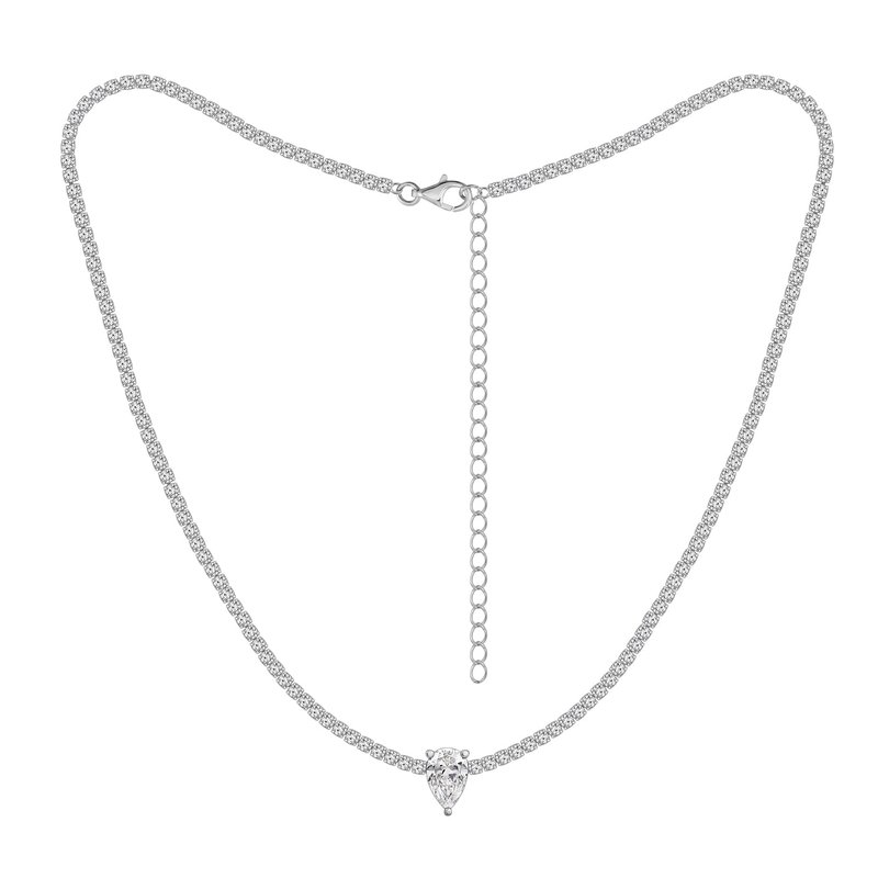 Diamonbliss Solo Pear Tennis Necklace In White