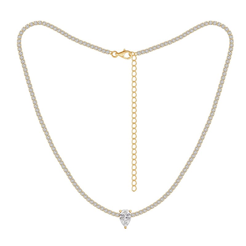 Diamonbliss Solo Pear Tennis Necklace In Gold