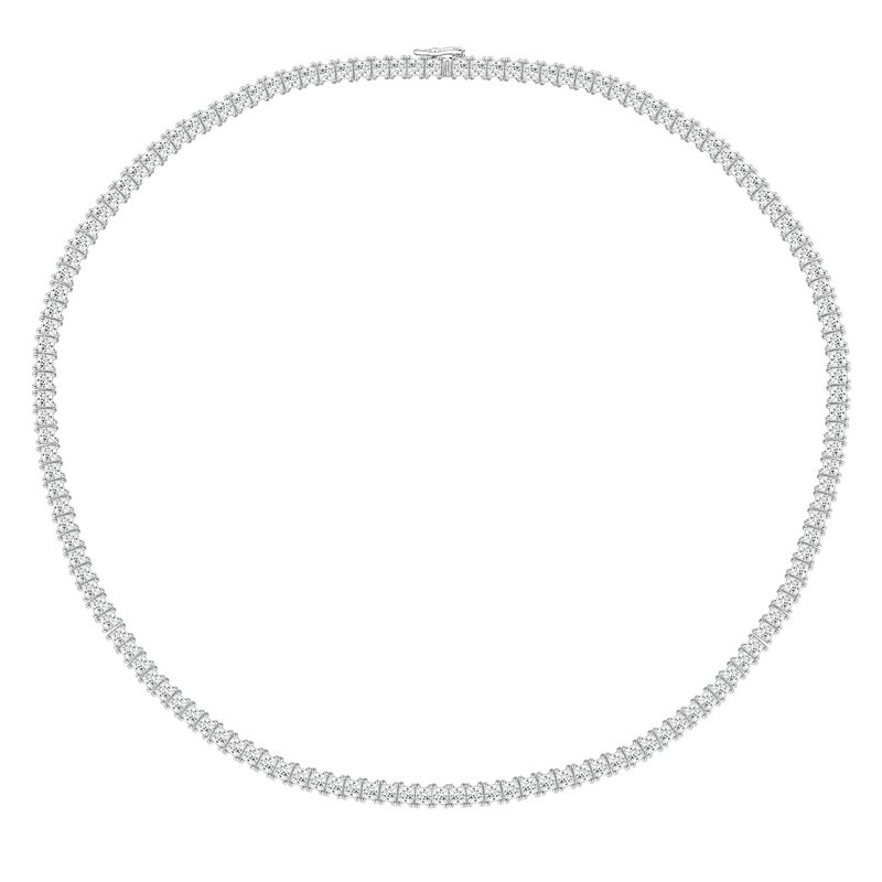 Diamonbliss Sterling Silver Princess Tennis Necklace In Grey
