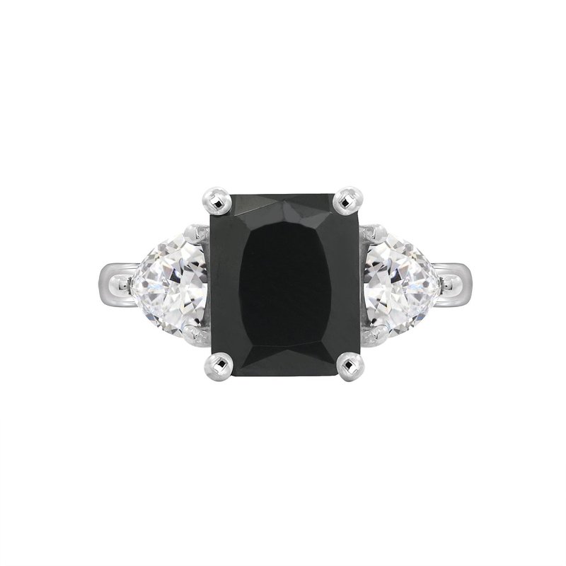 Diamonbliss Timeless Emerald Cut Engagement Ring In Black
