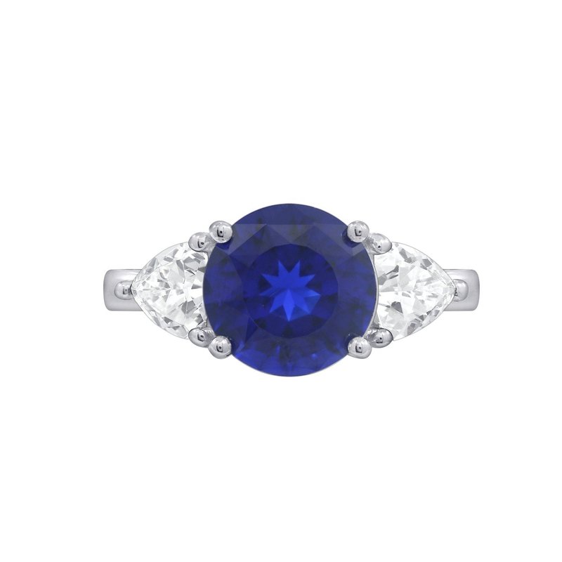 Diamonbliss Timeless Round Cut Engagement Ring In Blue