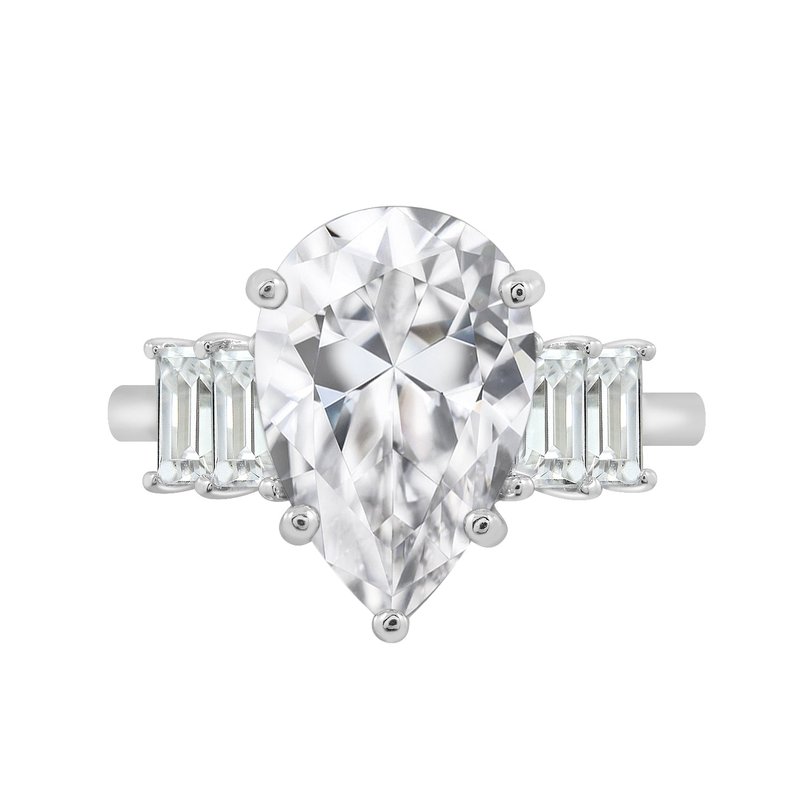 Diamonbliss Vertical Baguette Accented Solitaire Ring In Grey