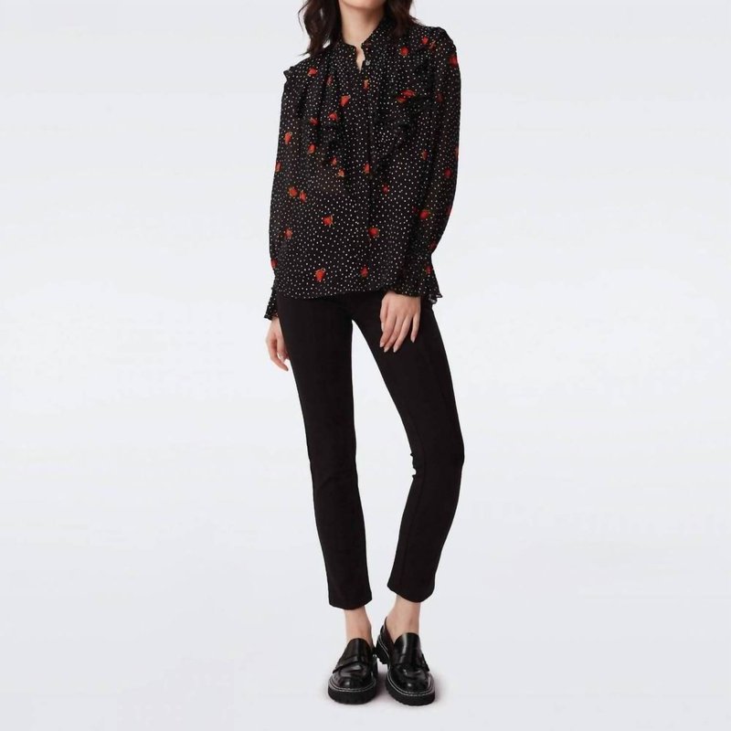 Shop Diane Von Furstenberg Maryse Top In Rose Dots In Black