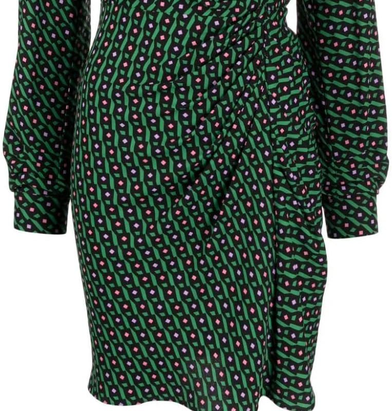 Shop Diane Von Furstenberg Women Caroline Mini Dress Diamond Cubes Venus In Green