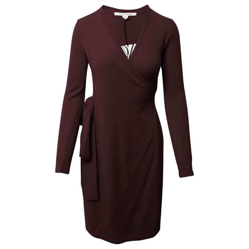 Shop Diane Von Furstenberg Women Linda Wool Cashmere Wrap Sweater Dress In Brown