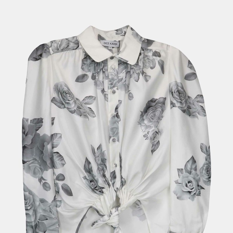 Dice Kayek Women's Floral Print Asymmetric Shirt Blouse In Grey