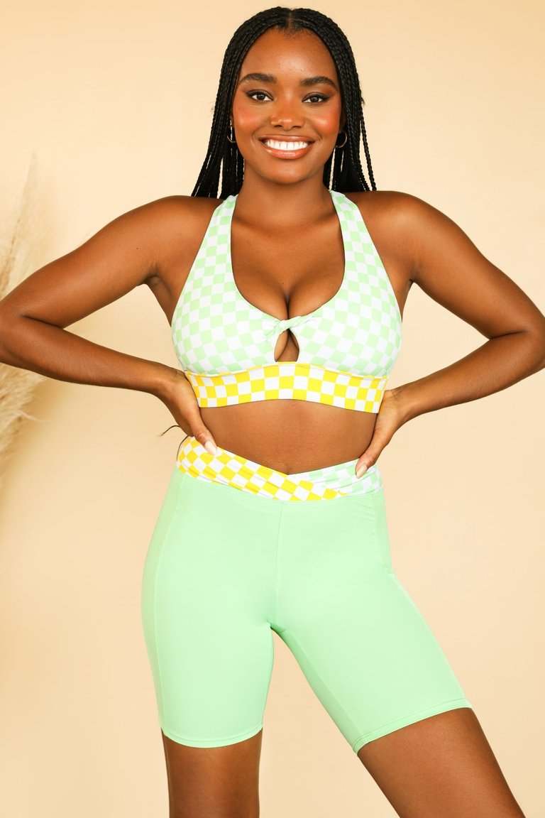 Starla Sports Bra - Checked Out (Green/Yellow) - Checked Out (Green/Yellow)