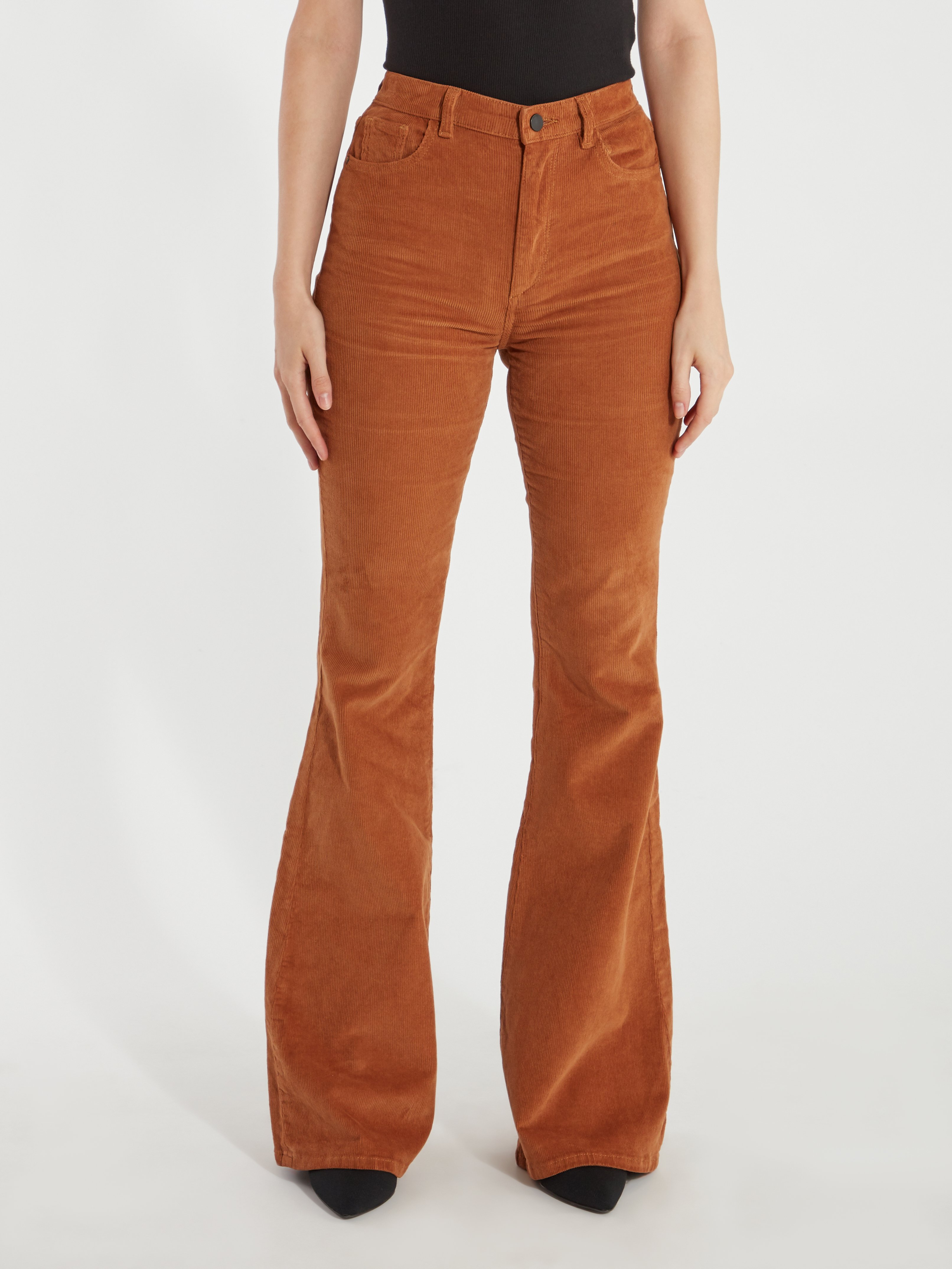 orange corduroy flare pants