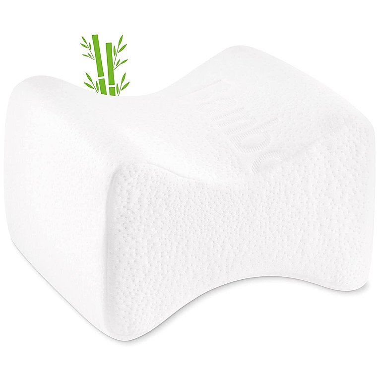 Memory Foam Knee Pillow for Side Sleepers - White