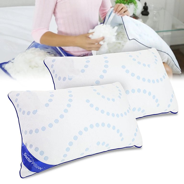 ReGen Adjustable Pillow With Cooling Technology - White/Blue