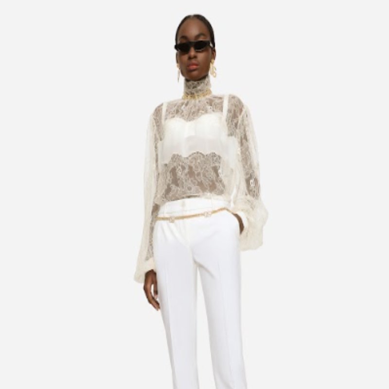 Dolce_and_gabanna Long Sleeve Lace Top In White