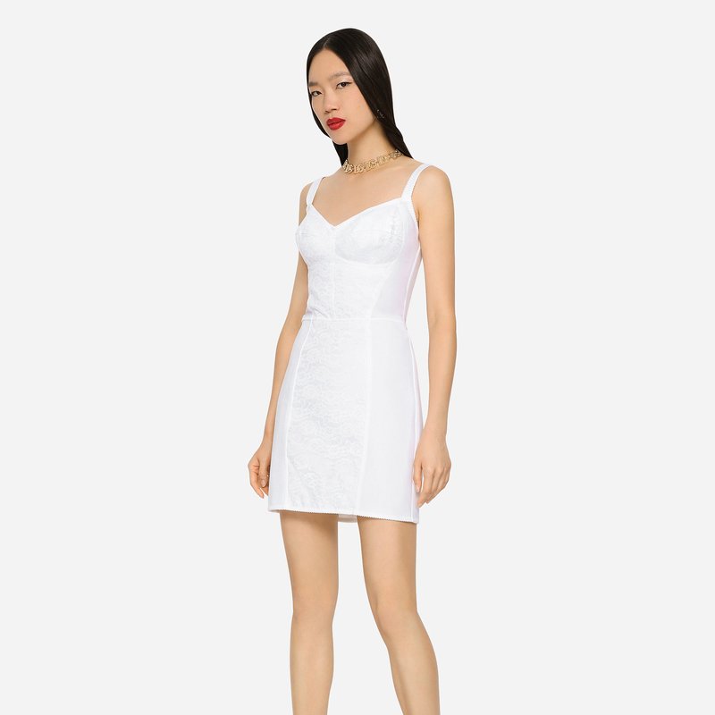 Shop Dolce & Gabbana Corset Dress In White