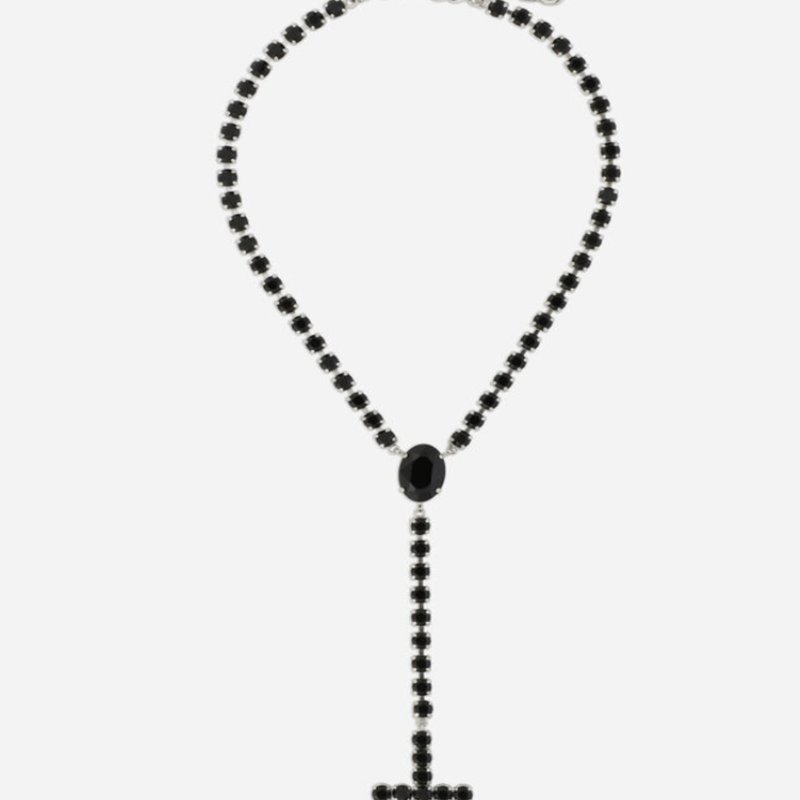 Dolce & Gabbana Kim  Rosary Necklace With Crystal Rhinestones In Black