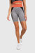 High-Rise Contrast Biker Shorts - Grey