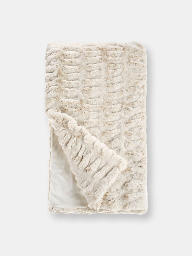 Couture Collection Champagne Mink Faux Fur Throws Blanket - Ivory Mink