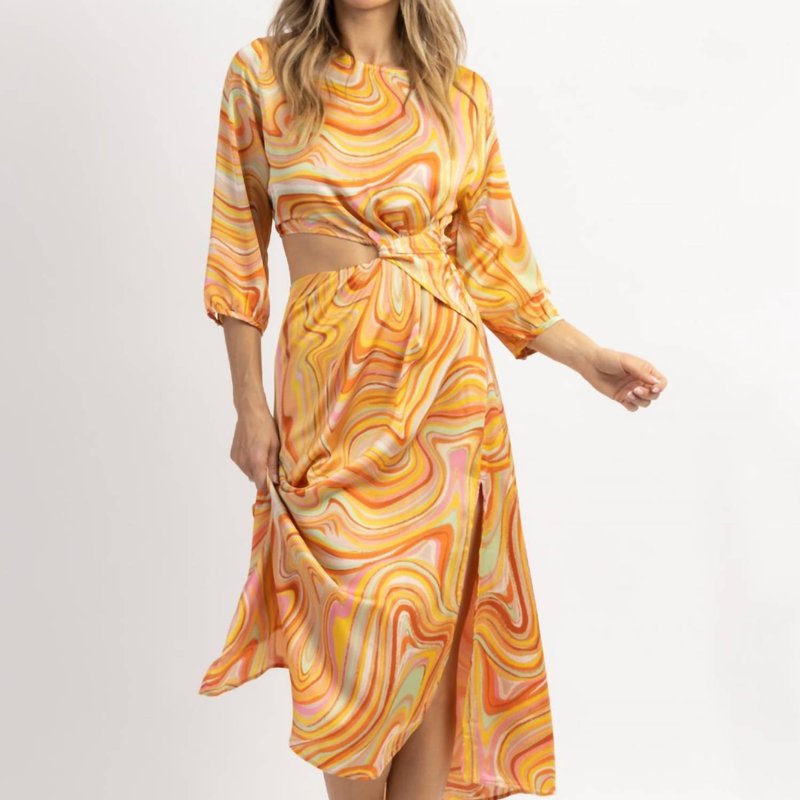 Shop Dress Forum Sundown Marble Midi Dress In Yellow