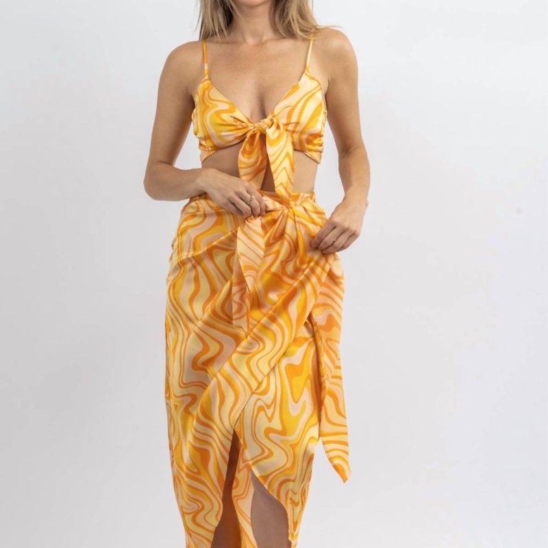 Shop Dress Forum Sunset Cocktails Multiswirl Skirt Set In Yellow