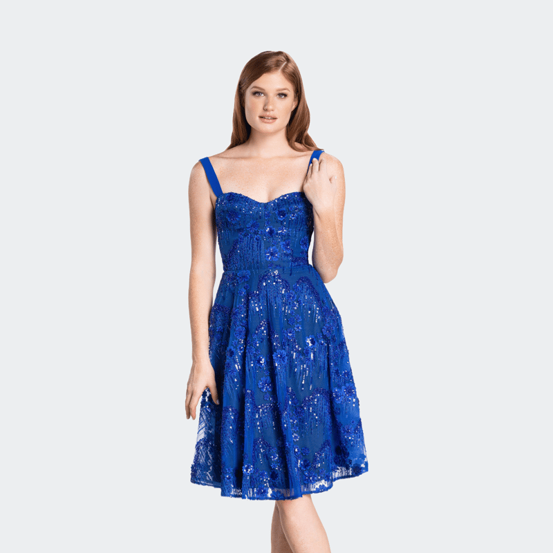 Dress The Population Adelina Dress In Electric Blue M