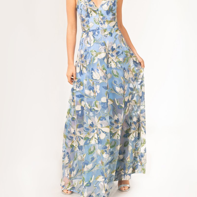 DRESS THE POPULATION DRESS THE POPULATION ARIYAH FLORAL SEQUIN GOWN