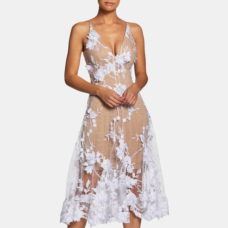Dress The Population Audrey Dress In Off White/nude