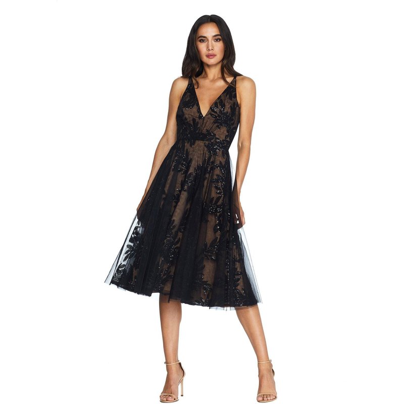 Shop Dress The Population Courtney Sequin Overlay Dress In Black