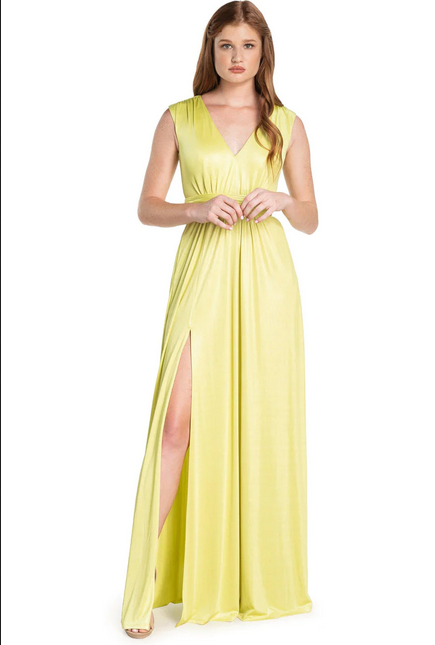 Dress The Population Krista Gown In Yellow