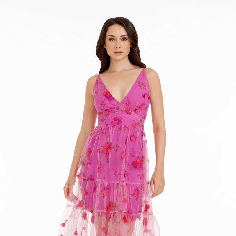 Hudson Paulette 3d Rose Dress In Pink