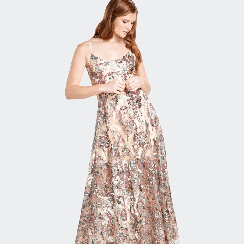 Dress The Population Umalina Gown In Lavender/multi