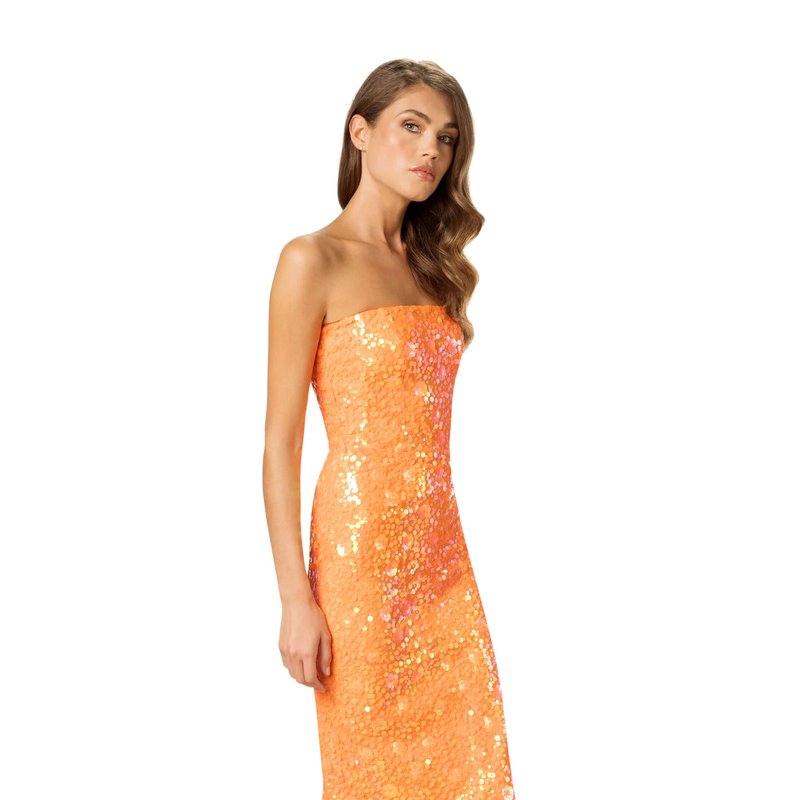 Hudson Viviana Sunburst Sequin Dress In Orange