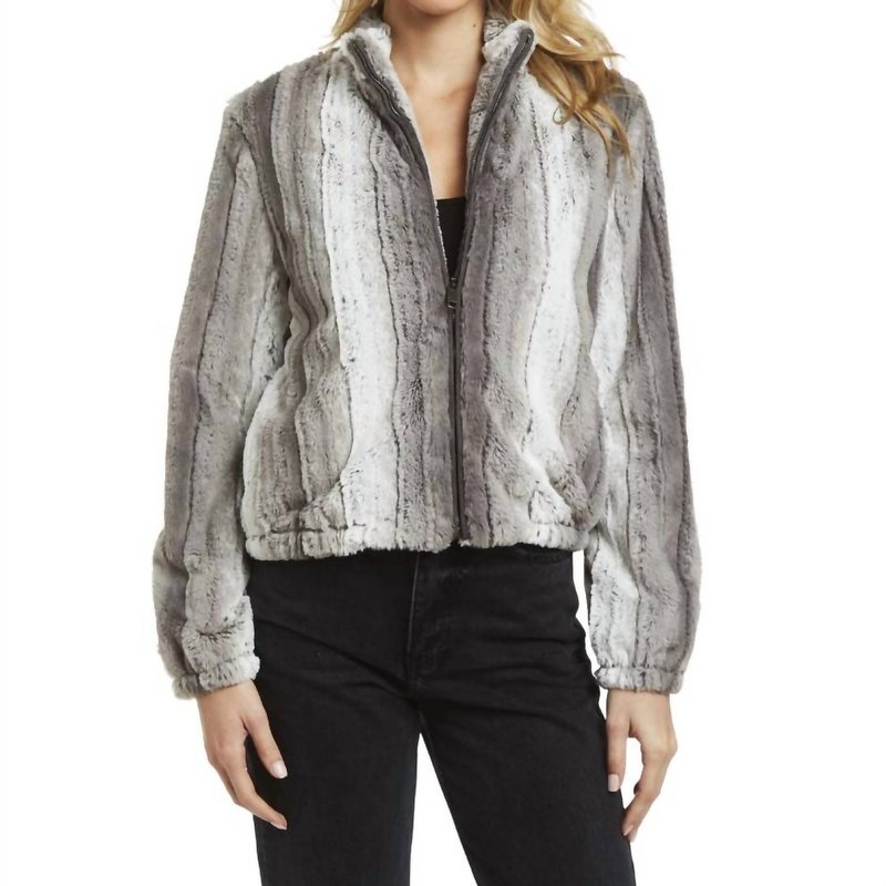 Shop Drew Theo Faux Fur Jacket In Grey