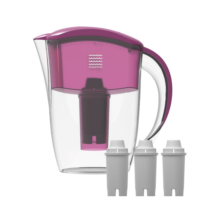 Drinkpod Alkaline Water Pitcher 2.5l Capacity Includes 3 Filters In Purple