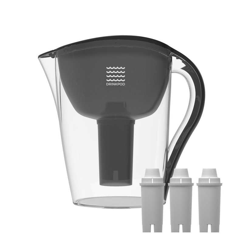 Drinkpod Alkaline Water Pitcher 2.5l Capacity Includes 3 Filters In Black