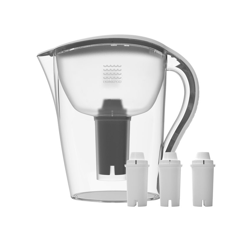 Drinkpod Alkaline Water Pitcher 2.5l Capacity Includes 3 Filters In Grey