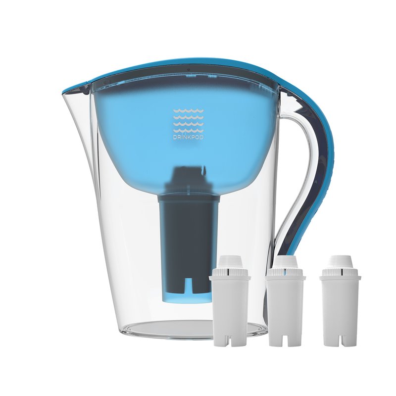 Drinkpod Alkaline Water Pitcher 2.5l Capacity Includes 3 Filters In Blue