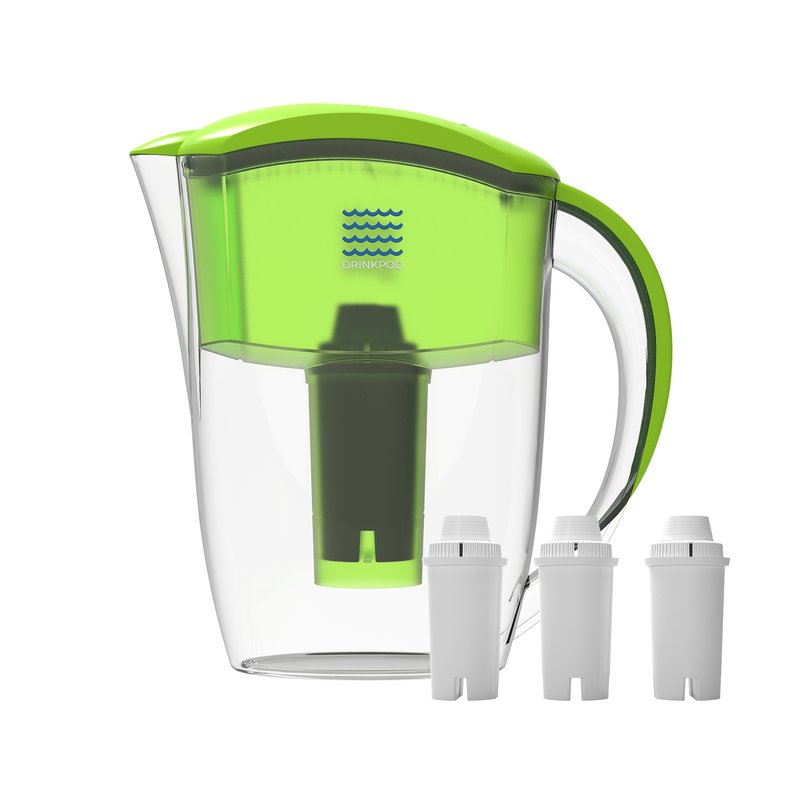 Drinkpod Alkaline Water Pitcher 2.5l Capacity Includes 3 Filters In Green