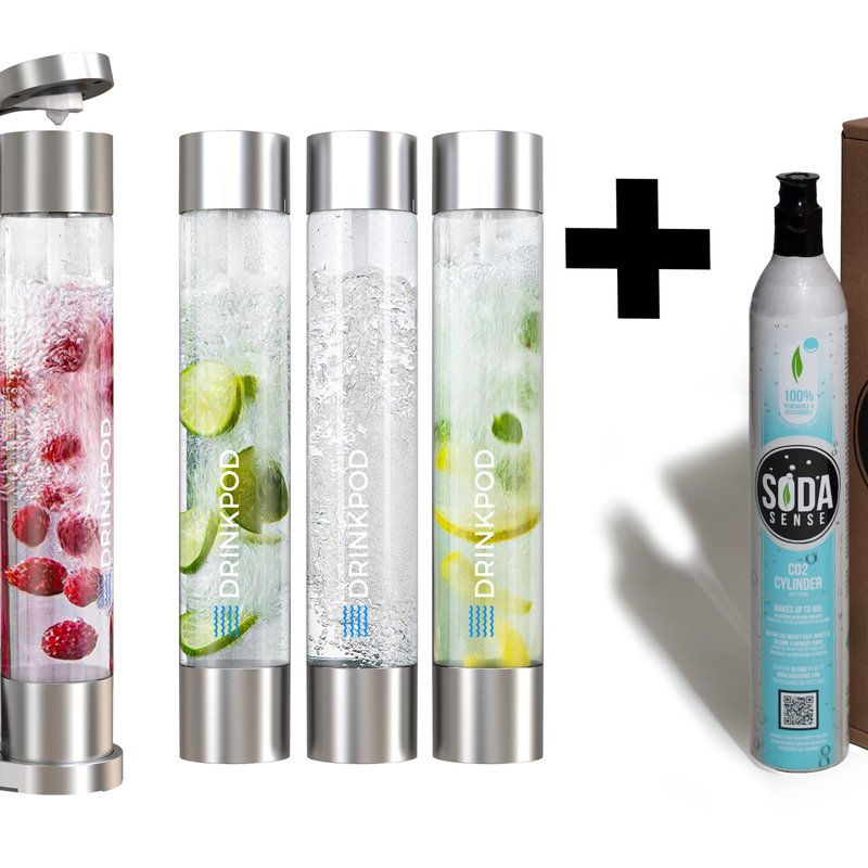 Drinkpod Fizzpod Soda Maker With Two Co2 Cylinder In Gray